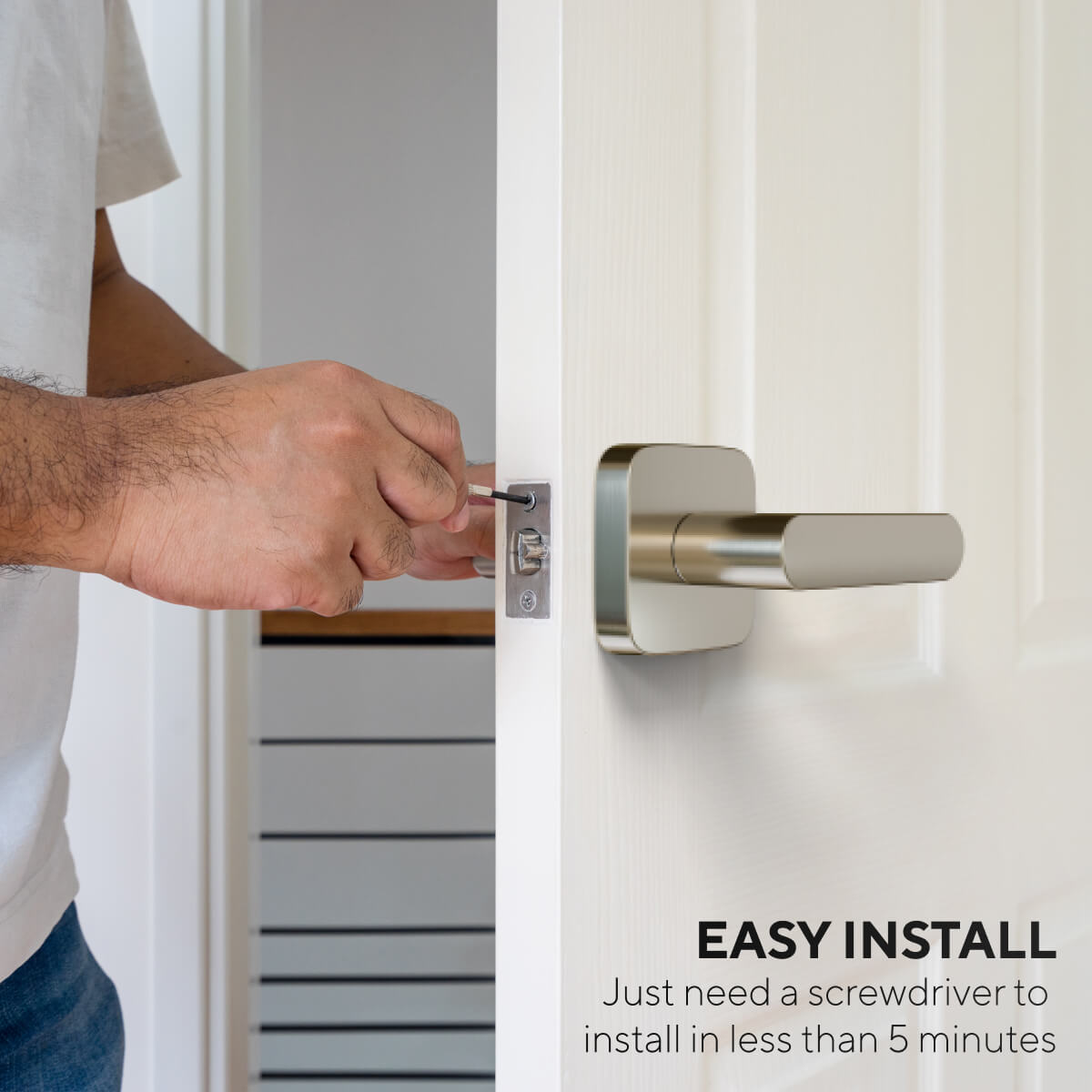 Installing the Zinc Alloy Passage Lever Handle with just a screwdriver.