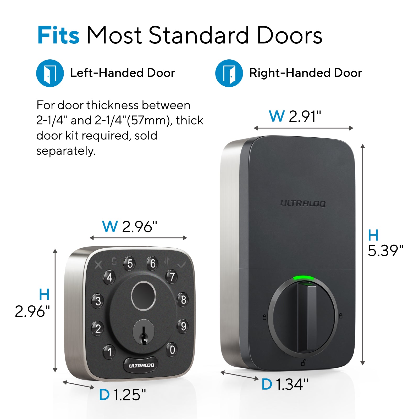 ULTRALOQ Bolt Fingerprint Can Fit Most Standard Doors.